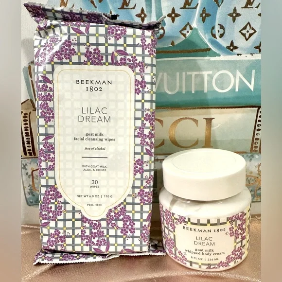 Beekman 1802 Lilac Dream 30 Facial Wipes and 8 fl oz Body Cream. 🪻 - Picture 1 of 6